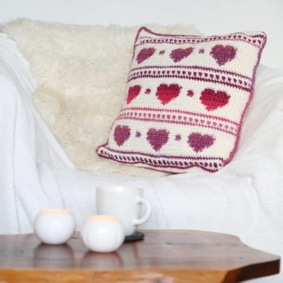 Crochet pattern hygge heart cushion cover
