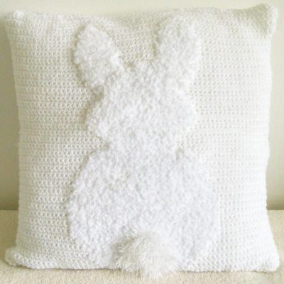Fluffy bunny crochet cushion pattern