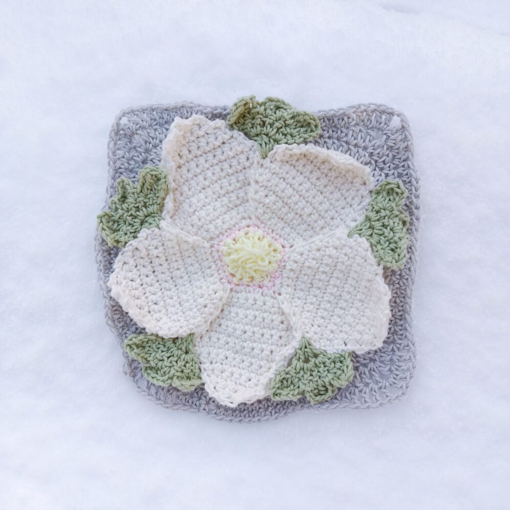 Hellebore 8 inch square - Alpine Bloom Crochet - Crochet Cloudberry