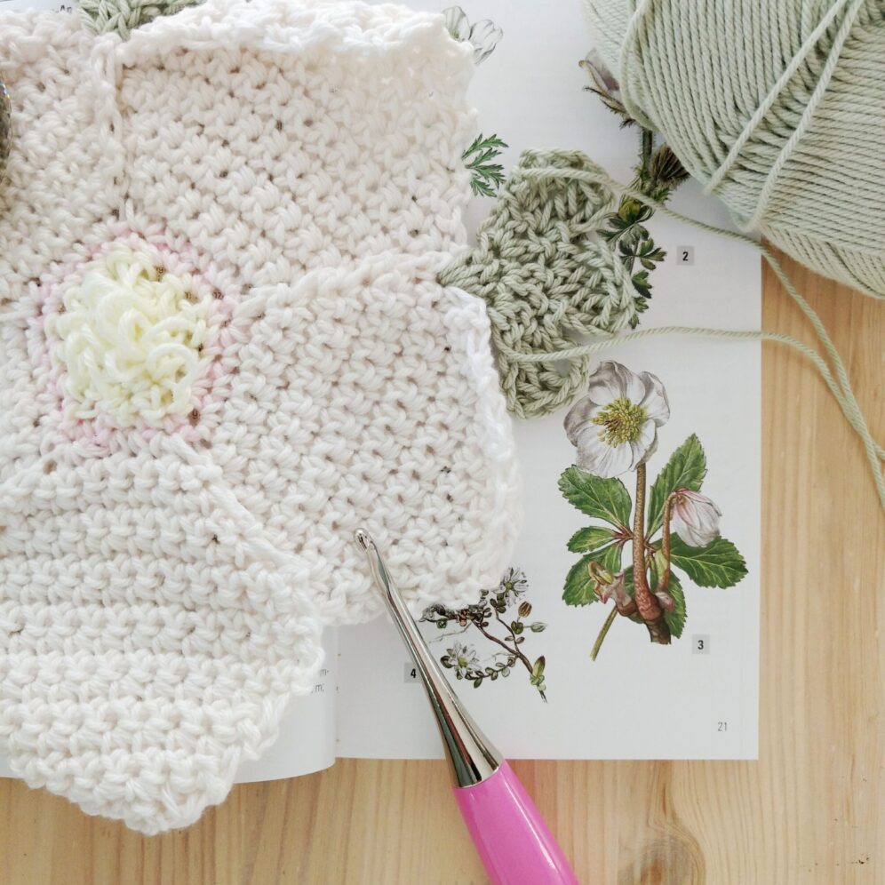 Hellebore 8 inch square - Alpine Bloom Crochet - Crochet Cloudberry