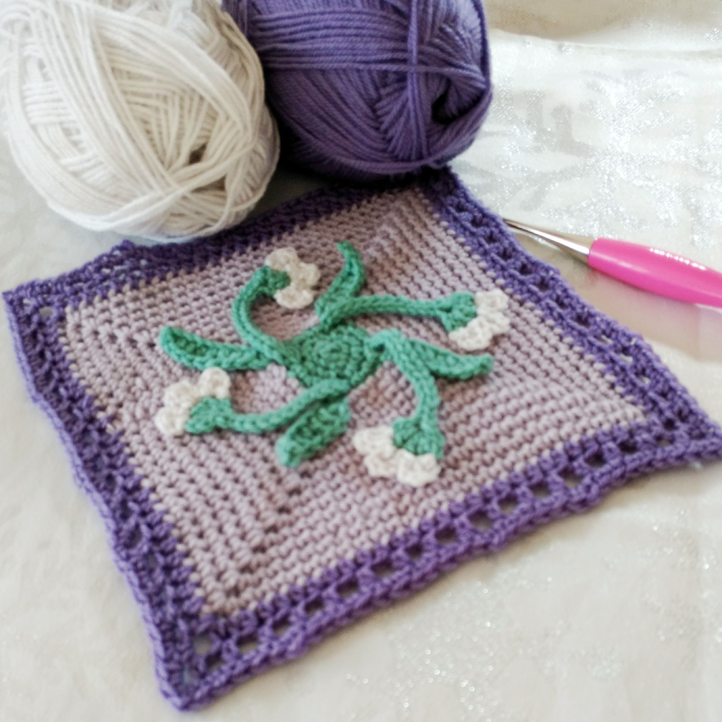 2023 Crochet Blanket - free crochet pattern - February crochet square - Snowdrop Crochet Square - Crochet Cloudberry