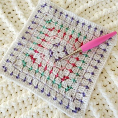 2023 Crochet Blanket - free crochet pattern - March crochet square - Block Stitch Crochet Square - Crochet Cloudberry