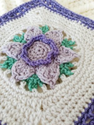 2023 Crochet Blanket - free crochet pattern - Daffodil crochet square - April Granny Square - Crochet Cloudberry