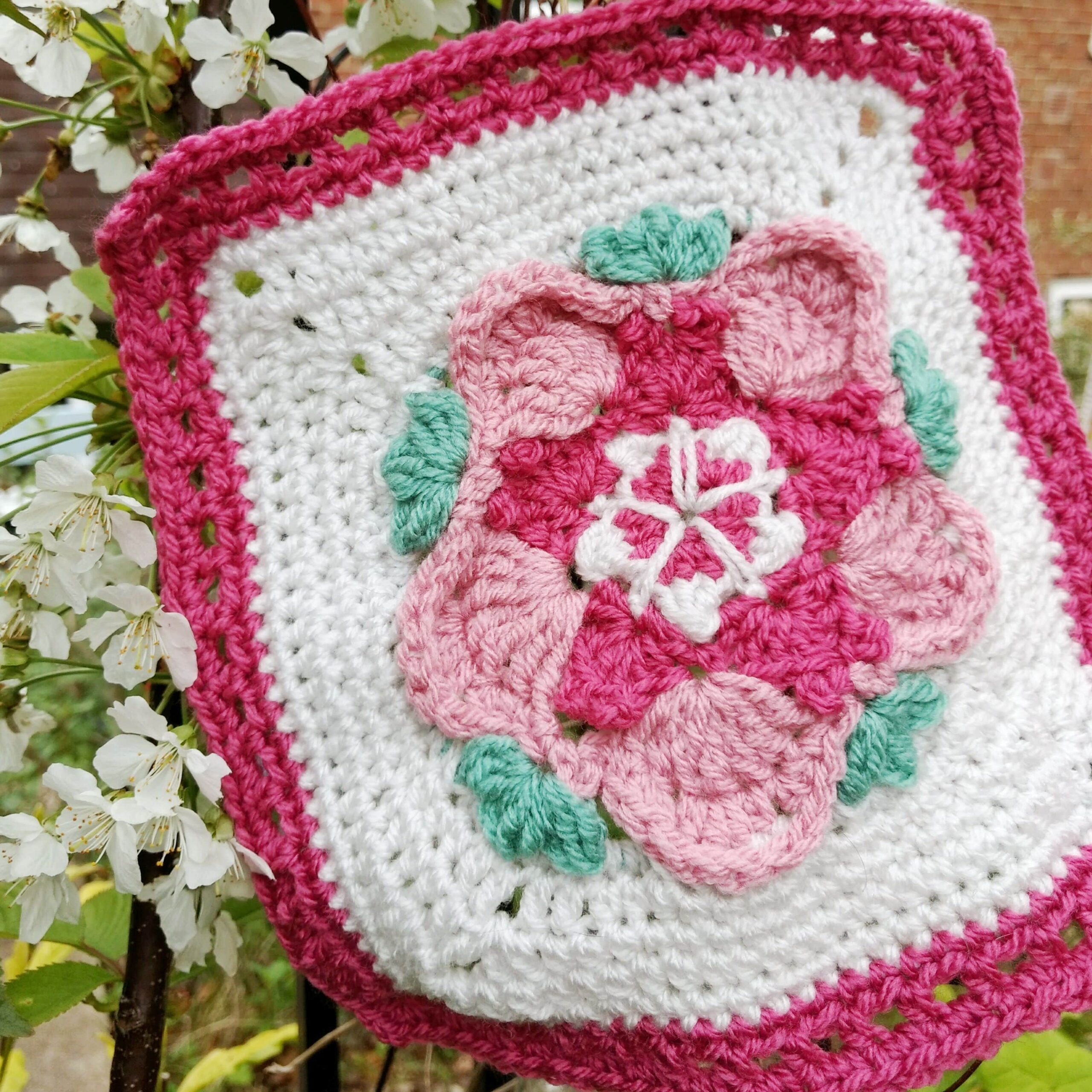 2023 Crochet Blanket - free crochet pattern - Sakura crochet square - May Granny Square - Crochet Cloudberry