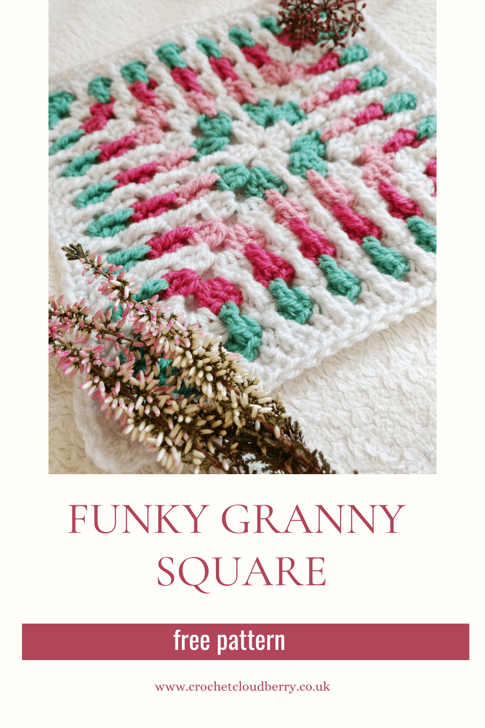 Funky Granny Square - Free crochet pattern - 2023 blanket - crochet cloudberry